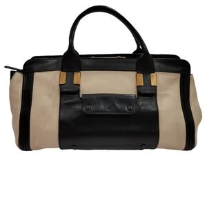 Chloe Alison Large Leather Bag, Cream/Black